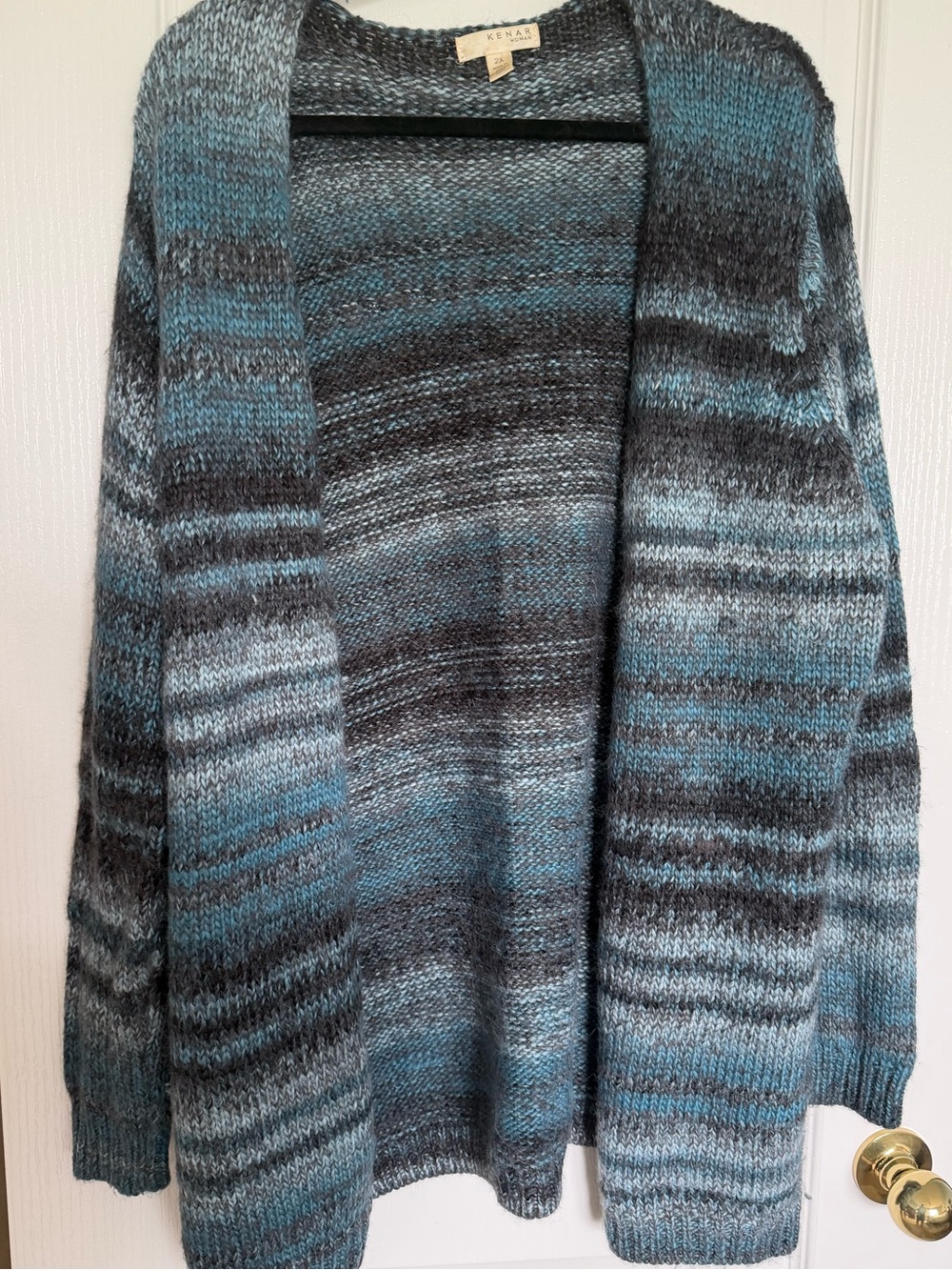 Kenar Open-Front Ombre Cardigan Sweater - Teal/Gray